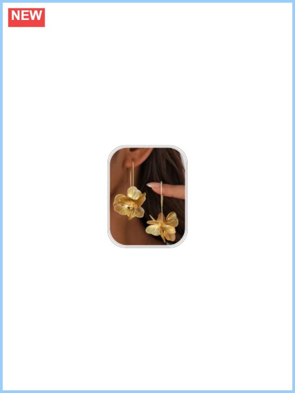 Gold Flower Dangle Earrings S925 Silver Post Drop for Women